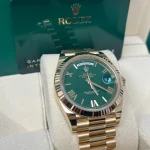 rolex day date gold roman green dial replica