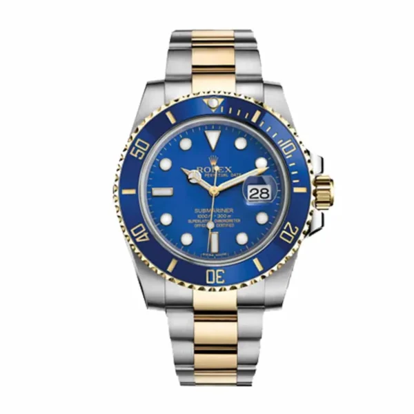 rolex submariner date two tone blue dial 16613