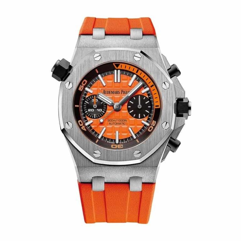 Audemars Piguet Royal Oak Offshore 26703ST super clone replica with an orange dial and matching rubber strap