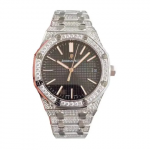 Audemars Piguet Royal Oak Black A110BL72 Iced Out Super Clone fully diamond-encrusted with black 904L stainless steel case and bracelet
