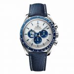 Omega Speedmaster Snoopy 1:1 super clone replica watch with a white and blue dial