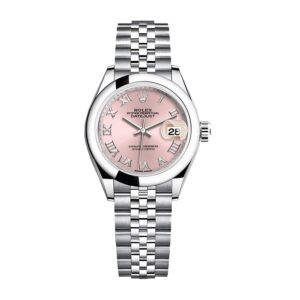 Rolex Datejust 279160 Super Clone, pink dial, smooth steel bezel, Oyster bracelet.