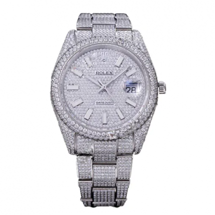 Rolex Datejust 116334 Diamond Pave Dial Replica fully diamond-encrusted with 904L stainless steel case and bracelet