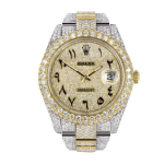 Rolex Datejust Two Tone Diamond Super Clone fully diamond-encrusted with two-tone stainless steel and gold bracelet