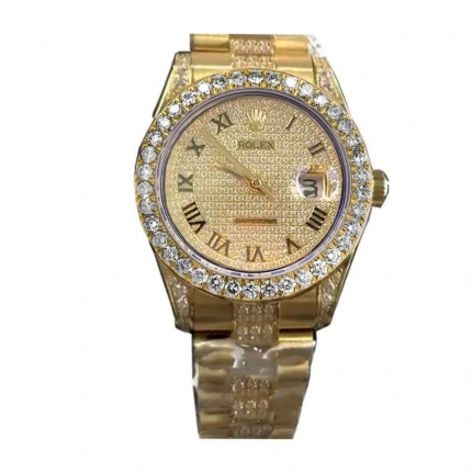 Rolex Datejust Yellow Gold Iced Out 116623 Replica with scratch-resistant sapphire crystal and luminous hands