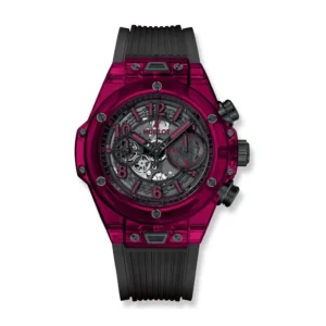 Hublot Big Bang Unico Red Sapphire 1:1 Super Clone, 45mm purple resin case, skeleton dial, automatic HUB1242 movement, Chronetti replica watch.
