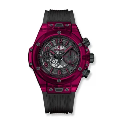 Hublot Big Bang Unico Red Sapphire 1:1 Super Clone, 45mm purple resin case, skeleton dial, automatic HUB1242 movement, Chronetti replica watch.