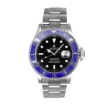 Rolex Submariner Date 16610 Master Clone replica watch with black dial and blue bezel on a stainless steel bracelet