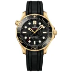 Gold Omega Seamaster Diver 300M James Bond 50th Anniversary Super Clone with Black Dial