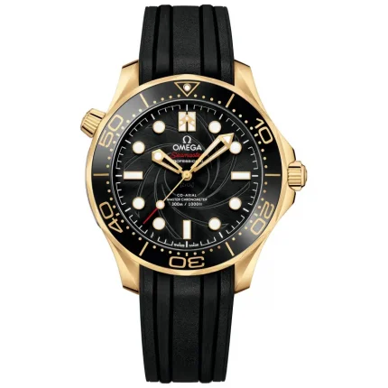 Gold Omega Seamaster Diver 300M James Bond 50th Anniversary Super Clone with Black Dial