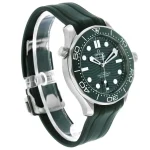 Right side profile of Omega Seamaster Green Dial super clone with helium valve