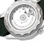 Automatic Caliber 8800 movement visible through caseback of Green Seamaster replica