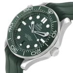 Close-up of the green wave-pattern dial and bezel on Omega Seamaster Diver 300M super clone