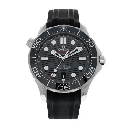 Front view of Omega Seamaster Diver 300M 210.32.42.20.01.001 black dial replica