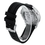 Black integrated rubber strap and caseback profile of Omega Seamaster Diver replica