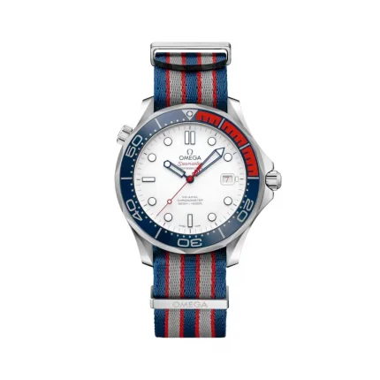 Front view of Omega Seamaster Commander's Watch super clone on James Bond NATO strap