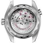 Detailed caseback of Omega Seamaster Planet Ocean super clone showing automatic movement