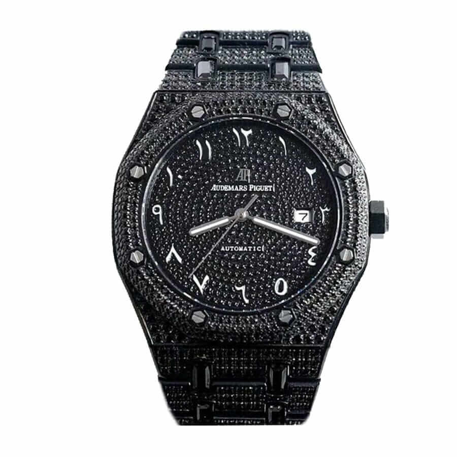 audemars-piguet-royal-black-diamonds-with-arabic-dial-a160m266-replica-1.jpg Audemars Piguet Royal Oak A160M266 "Diamond" Exclusive Clone 1:1 - Image 1