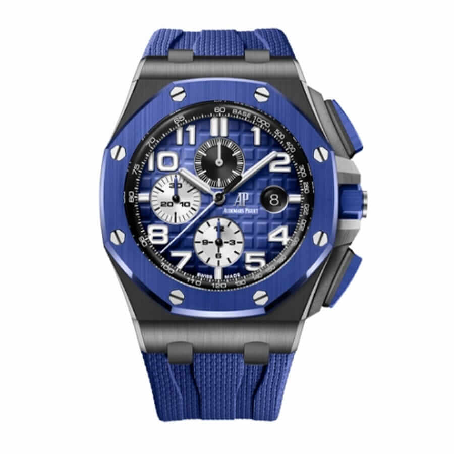 audemars-piguet-royal-oak-blue.jpg Audemars Piguet Royal Oak Offshore Chronograph 26405CE.OO.A002CA.01 "Black & Blue" Near Original Replica - Image 1