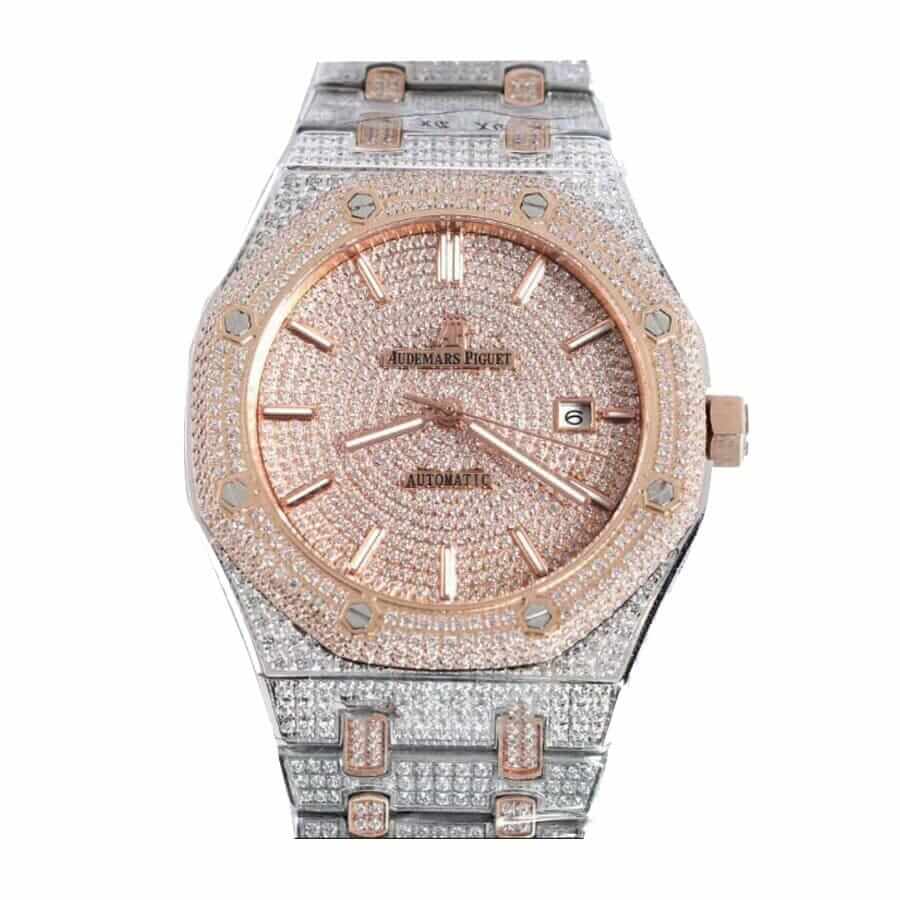 audemars-piguet-royal-oak-selfwinding-15400sr-oo-1220sr-01-iced-out-watch-replica-2.jpg AP Royal Oak Iced Out Two-Tone 15400SR.OO.1220SR.01 Master Replica 1:1 - Image 1