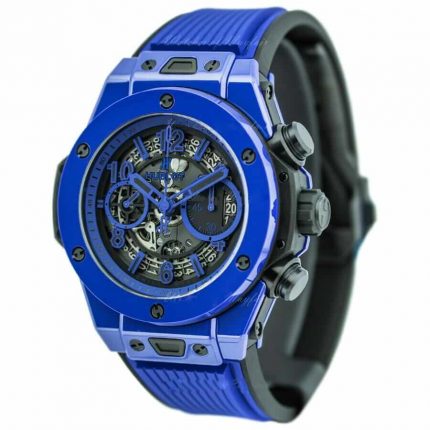 Hublot Unico Blue Ceramic Case and Skeleton Dial Detail