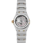 Detailed exhibition caseback showing Calibre 8700 movement of Omega Constellation super clone
