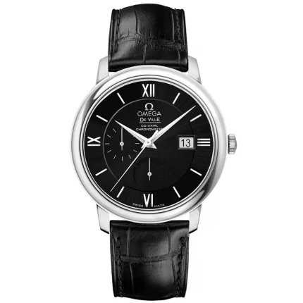 Front view of Omega De Ville Prestige Power Reserve black dial 1:1 super clone