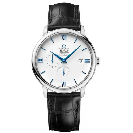 Front view of Omega De Ville Prestige Power Reserve silver dial 1:1 pro clone