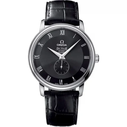 Front view of Omega De Ville Prestige Small Seconds 39mm black dial super clone