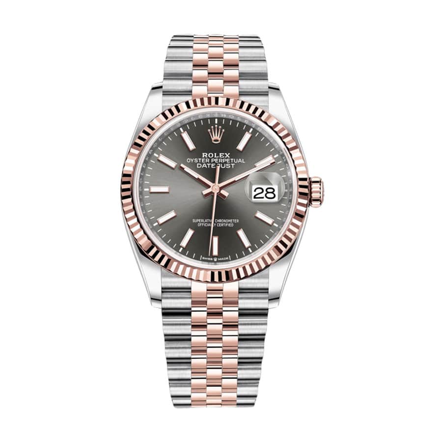 rolex-datejust-126231-36mm-steel-gold-automatic-grey-dial.jpg Rolex Datejust 126231 Two-Tone Fluted Bezel Detailed Replica - Image 1