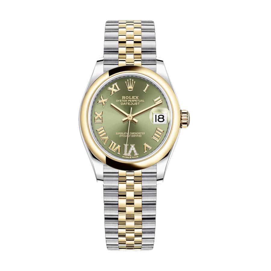 rolex-datejust-278243-31mm-gold-steel-green-dial.jpg Datejust Green Roman Super Clone 278243-0016 Chronetti Deluxe Replica Edition - Image 1