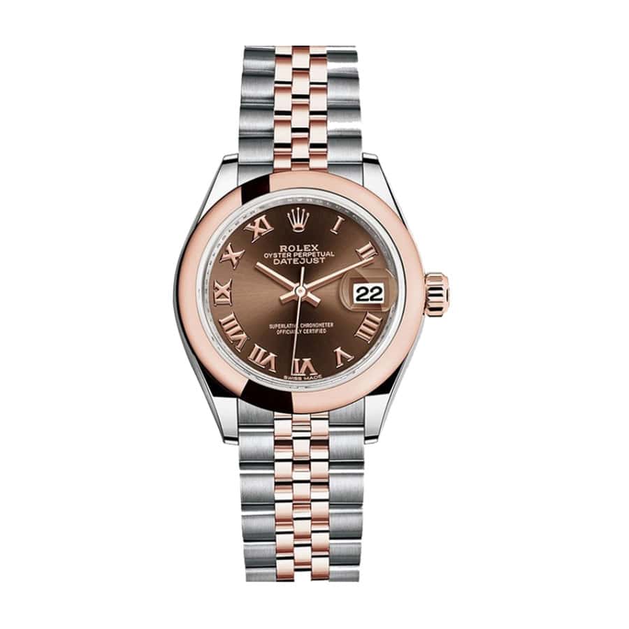 rolex-datejust-28mm-279161-steel-everose-gold-automatic-chocolate-dial.jpg Rolex Lady-Datejust 279161 Chocolate Roman Dial Mirror Clone Quality - Image 1