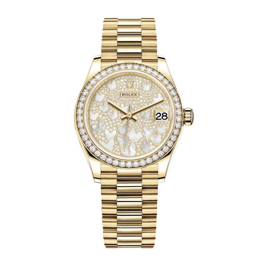 rolex-datejust-31mm-278288rbr-yellow-gold-and-diamond-automatic-mother-pearl-butterfly-dial.jpg Rolex Datejust 278288RBR "Butterfly" Masterpiece Replica - Image 1