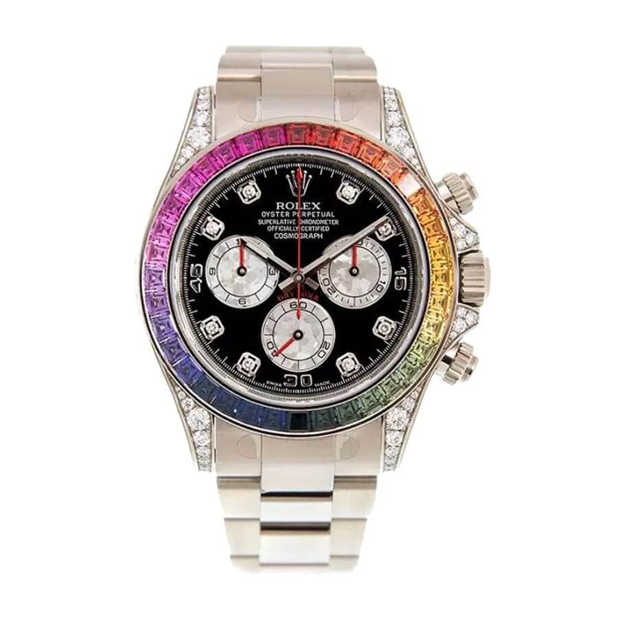 rolex-daytona-cosmograph-white-gold-diamond-set-custom-rainbow-116599rbow-replica.jpg Rolex Cosmograph Daytona 116599RBOW "Black Diamond" Exclusive Clone Edition - Image 1